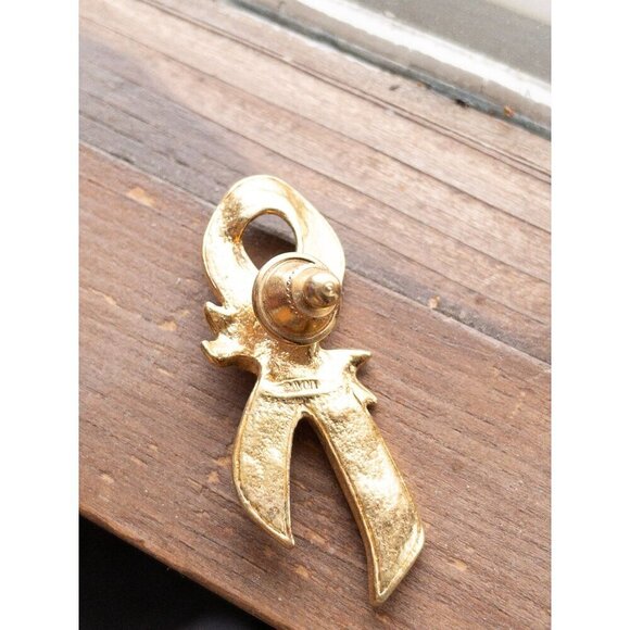 Vintage Avon Gold-Tone & Cream Enamel Ribbon Rose Brooch Pin Jewelry - Picture 2 of 5